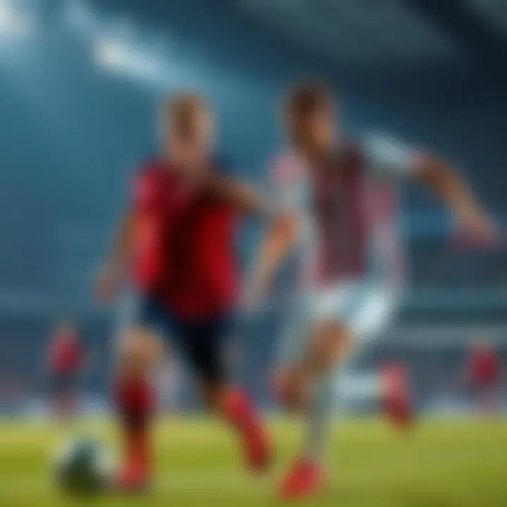 Two soccer players demonstrating automatic dribbling and confidence boosts during a game