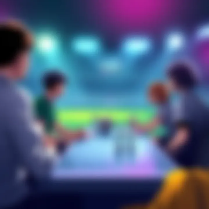 Panel Discussion on Substitution in Soccer Fans engaged in a lively debate about the relevance of substituting Rin for Shidou and Barou during a soccer game, analyzing tactics and strategies.