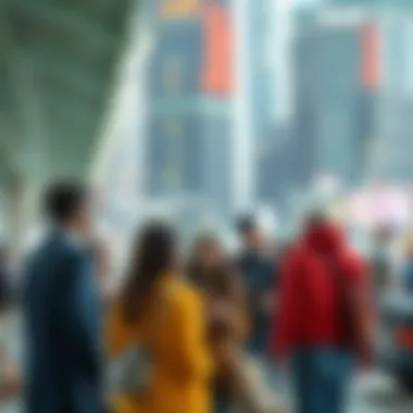 A diverse group of people discussing cultural changes in a modern urban setting, reflecting societal dynamics in 2025.