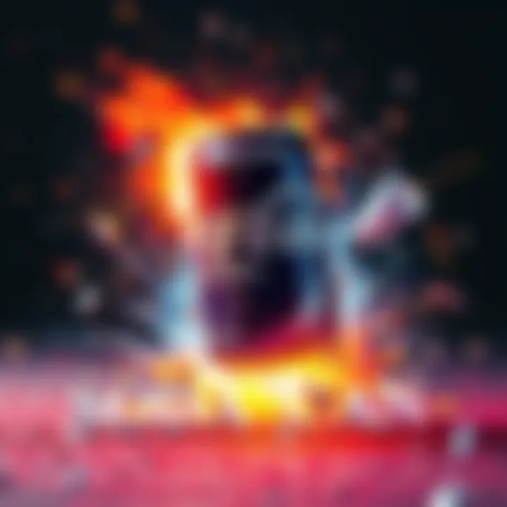 A vibrant energy burst colliding with a soda can, showing the impact of a cursed technique