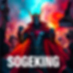 A character in a mask and cape stands dramatically, revealing their true identity as fans react in shock.