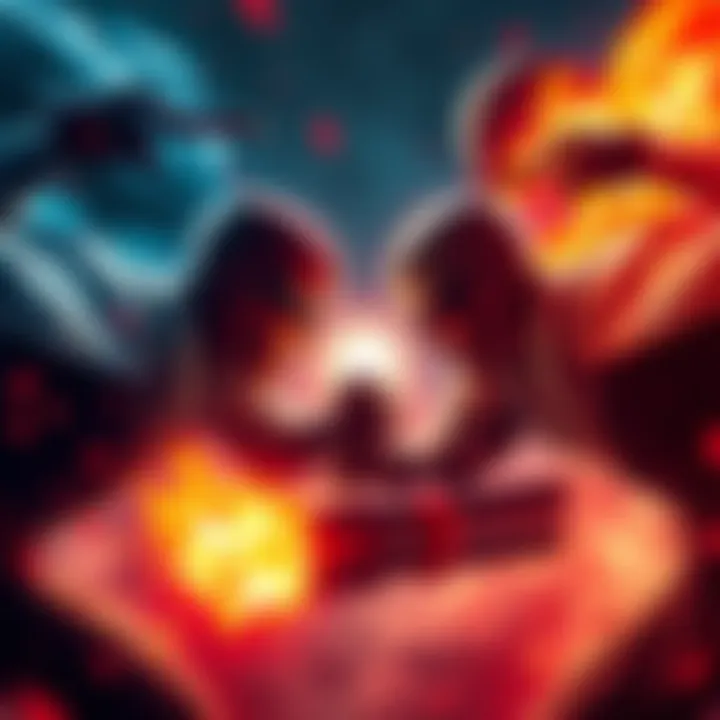 Solo Battle Scene A fighter facing off against two powerful opponents, Dio and Giorgio, in an intense duel.