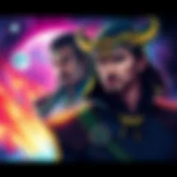 Sommers and Loki An illustration of Sommers standing next to Loki, with cosmic elements in the background, highlighting their potential connection.