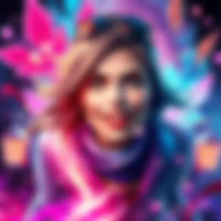 Colorful art showcasing the Sommers character surrounded by vibrant elements