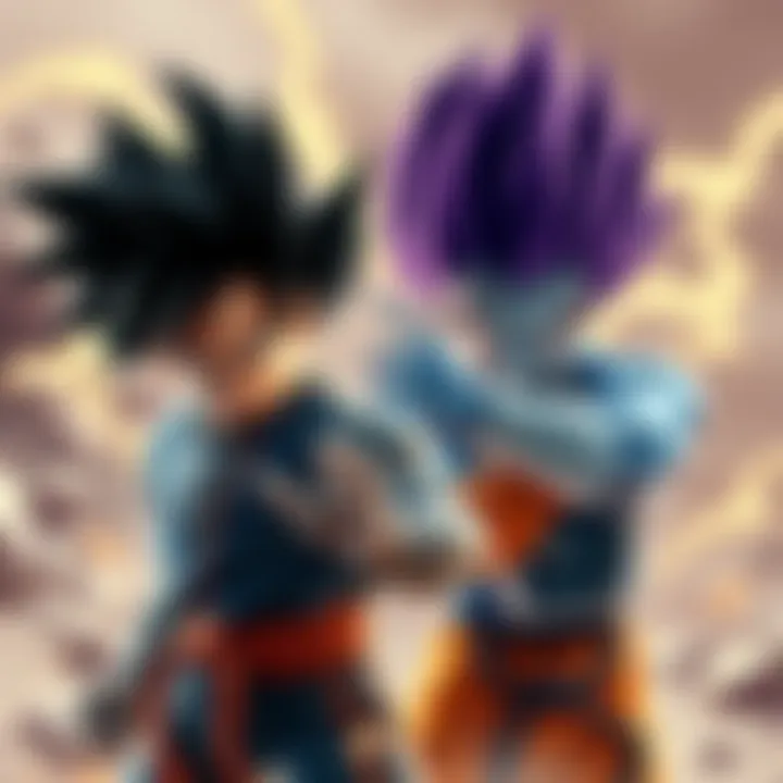 Son Gohan and Vegeta face off in a powerful battle, showcasing their strengths and skills.