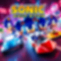 Sonic characters competing in a vibrant race scene, showcasing their unique abilities and speed.
