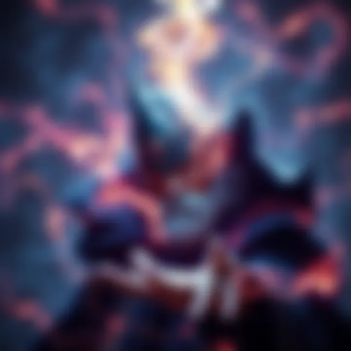 A sorcerer attempting to use domain expansion with low cursed energy, focused and determined, surrounded by a swirling aura of energy.