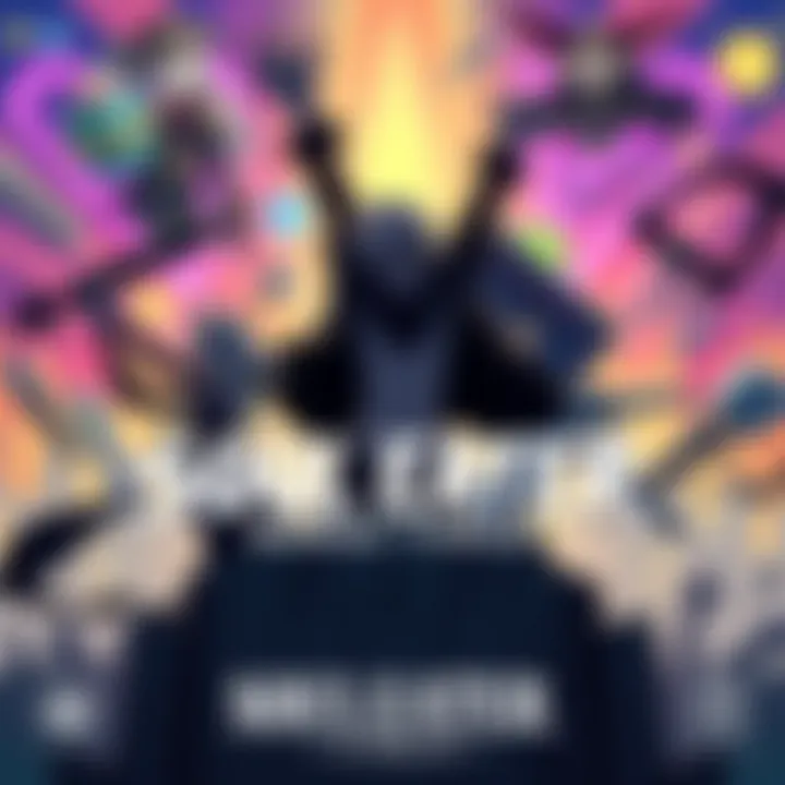 Illustration featuring Death the Kid, Maka, and Soul celebrating their victory, with a vibrant background showcasing iconic elements from the series.