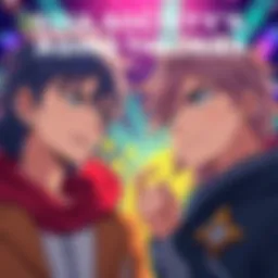 Soul Society Characters Concept Two characters from Soul Society discussing aging concepts, showcasing their unique looks and expressions, with vibrant backgrounds representing the anime and manga styles.