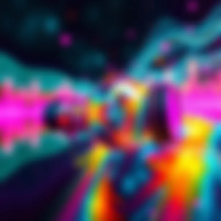 A colorful artwork with sound waves emanating from it, illustrating the blend of visual and auditory experiences.