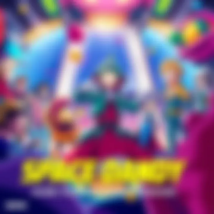 A colorful and vibrant scene from the anime Space Dandy, showcasing its unique characters and style