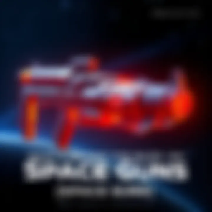 A futuristic space gun design displayed against a starry space background, showcasing unique features and details.