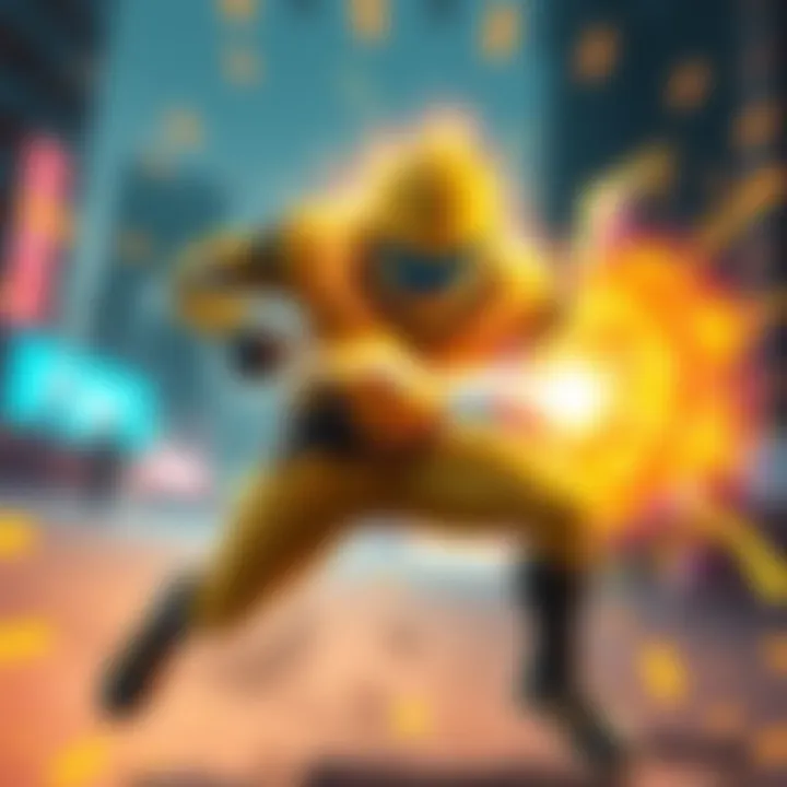 Sparking Yellow Hit using his time skip ability in a vibrant scene with energy effects