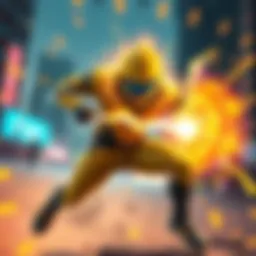 Sparking Yellow Hit in Action Sparking Yellow Hit using his time skip ability in a vibrant scene with energy effects