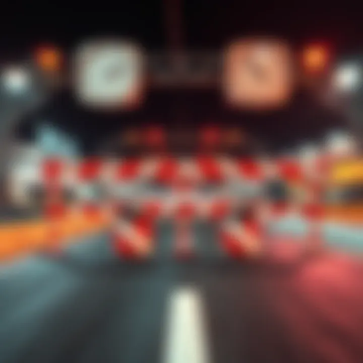 A view of a speed line blocked by various obstructions, illustrating the impact on performance.