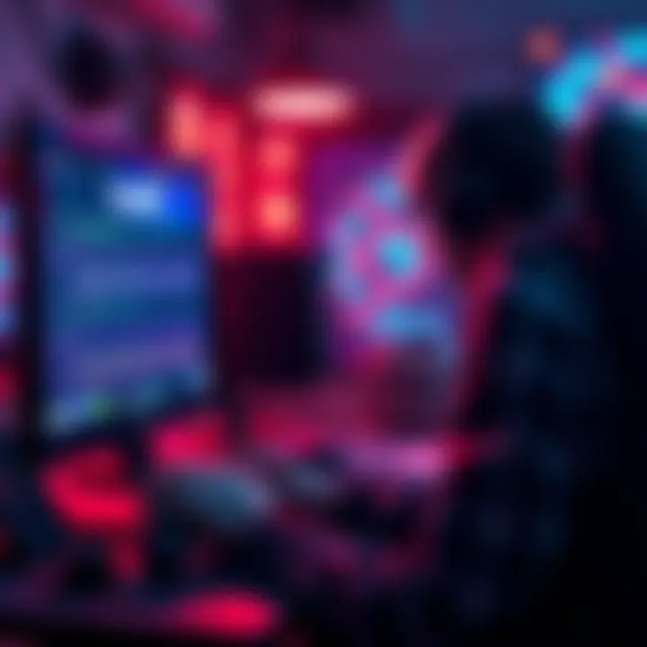 A gamer focused on a computer screen, speedrunning SBR part 7 with a timer showing two weeks ahead.