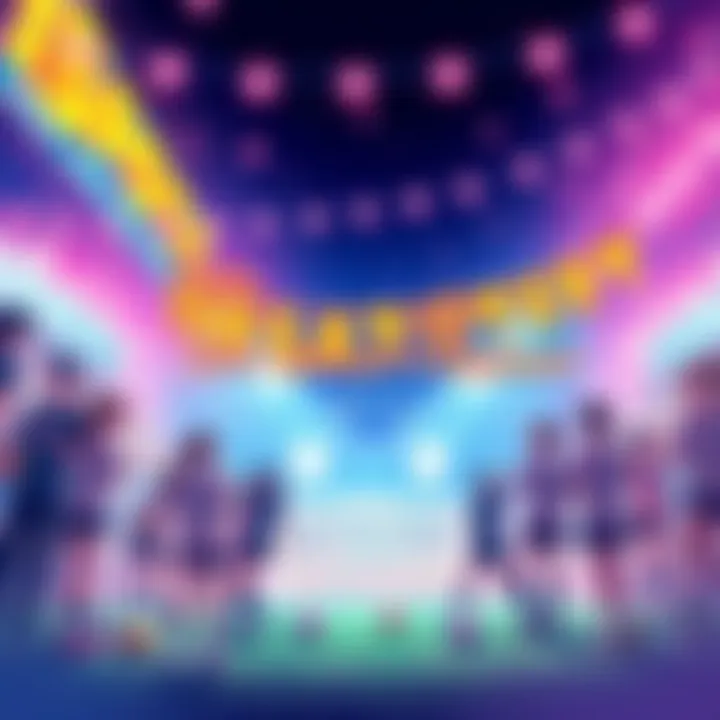 A vibrant sports festival featuring rival idols showcasing their skills and voice actors sharing trivia.