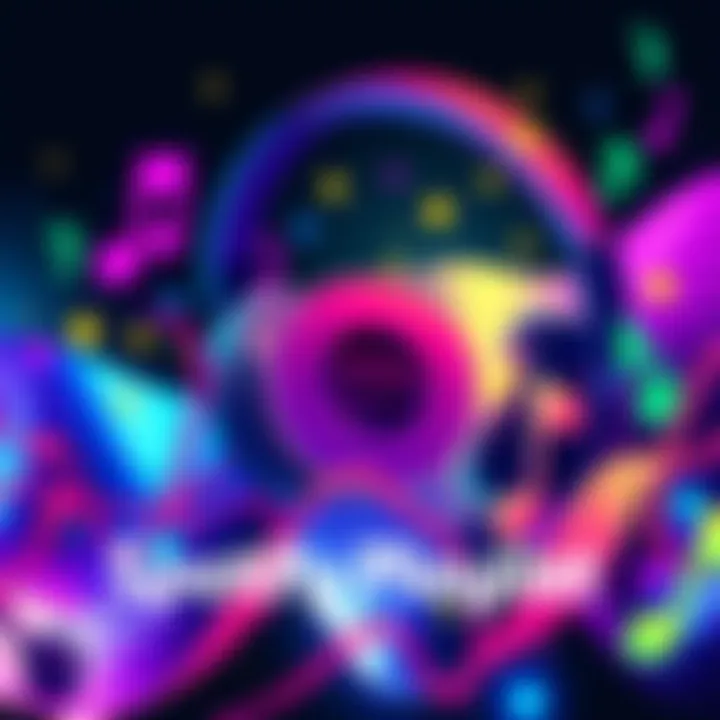 Colorful illustration of music notes and headphones representing a Spotify playlist