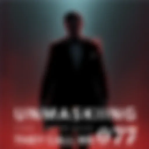 A silhouette of a spy wearing a tuxedo and holding a gun, representing the charm and danger of espionage.