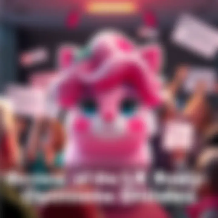 A colorful depiction of the Squishy LR Roxy character, showing her soft and squishy features, surrounded by mixed reviews from people expressing their opinions.