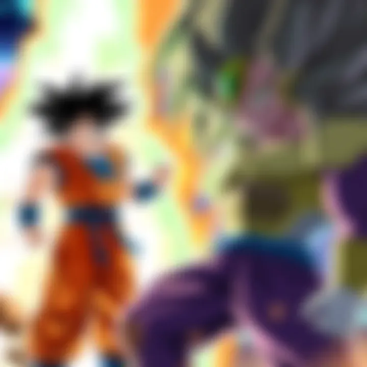 SS3/4 Goku stands strong in front of AGL Gogeta, showcasing his superior strength in a dynamic battle scene.