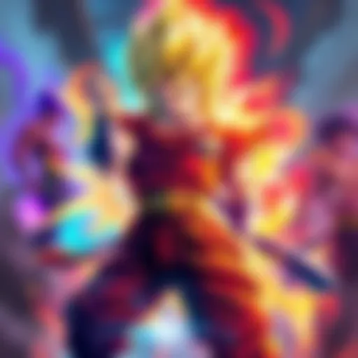 A vibrant digital painting of SSJ God Gogeta showcasing his powerful stance and bright aura