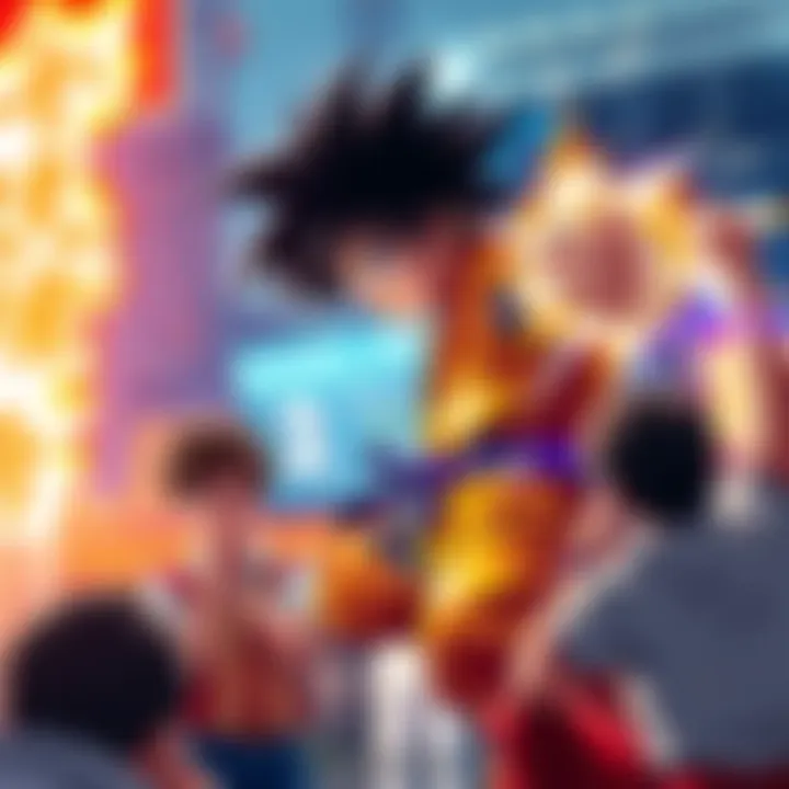 Ssj Goku in Battle Ssj Goku performing Dragon Fist in a game match, with players reacting in frustration.