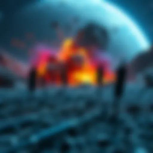 Several stand arrows scattered on the ground near an asteroid crash site