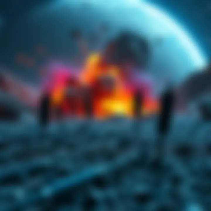 Several stand arrows scattered on the ground near an asteroid crash site