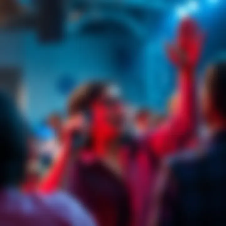 A person making a bold statement during a public event, with a crowd reacting in surprise.