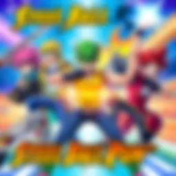 Steel Ball Run Anime Promotion A colorful promotional image from the upcoming Steel Ball Run anime showing main characters in dynamic poses, showcasing their unique styles and abilities, with a vibrant background.