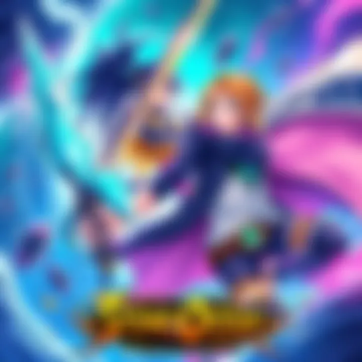 A vibrant illustration showcasing the unique art style of Stone Ocean with bold colors and distinct character designs.