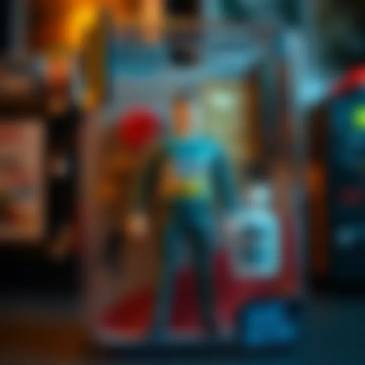 A toy figure without a neck in its packaging featuring a Listerine ad