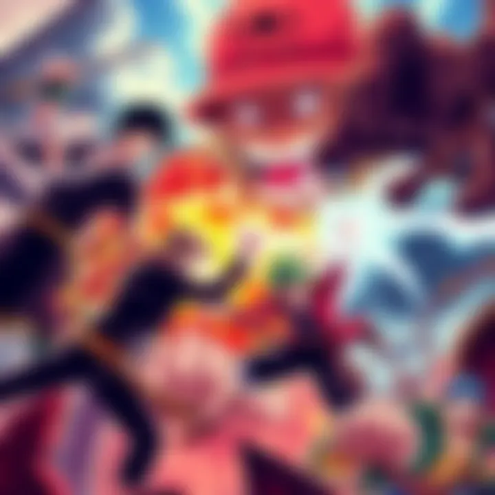 Straw Hat pirates clashing with Boroque Works agents in an intense fight scene, showcasing their unique powers and poses