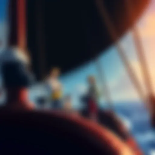 The Straw Hat crew on their ship, discussing the next season's direction at sea.