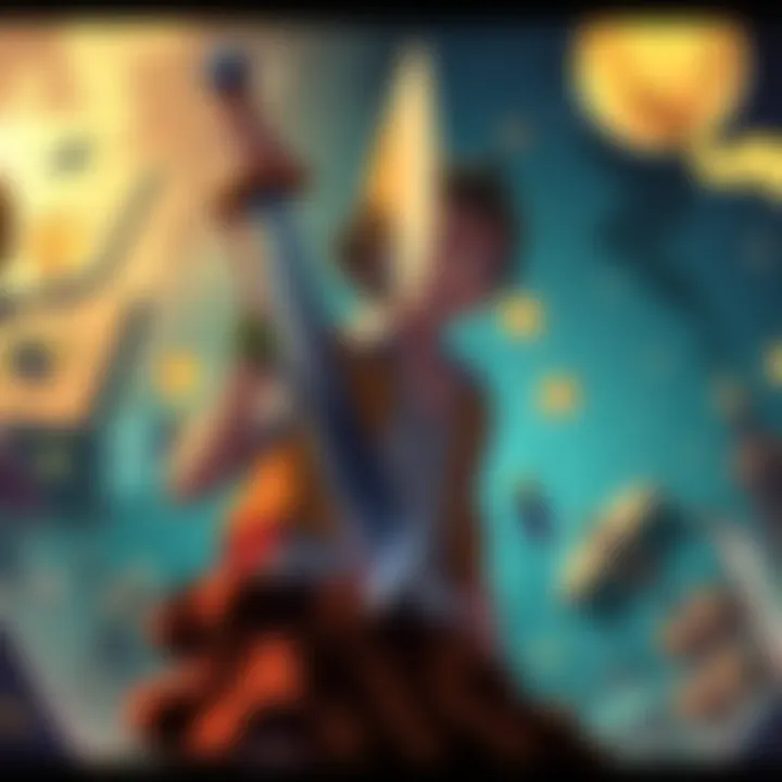 Straw Hat Character with a Sword The lone Straw Hat character clumsily holds a sword while slightly intoxicated, surrounded by a chaotic scene with crew members nearby.