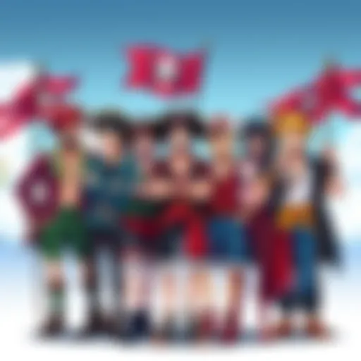 Straw Hat Commanders A colorful illustration of the Straw Hat Commanders standing together, each showing unique traits reflecting their personalities, with pirate flags in the background.