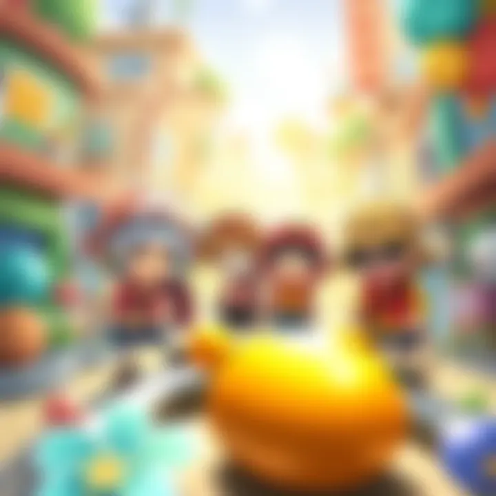 Chopper, Robin, Franky, and Brook enjoying their adventure in Tomodachi Life, set in a colorful game world