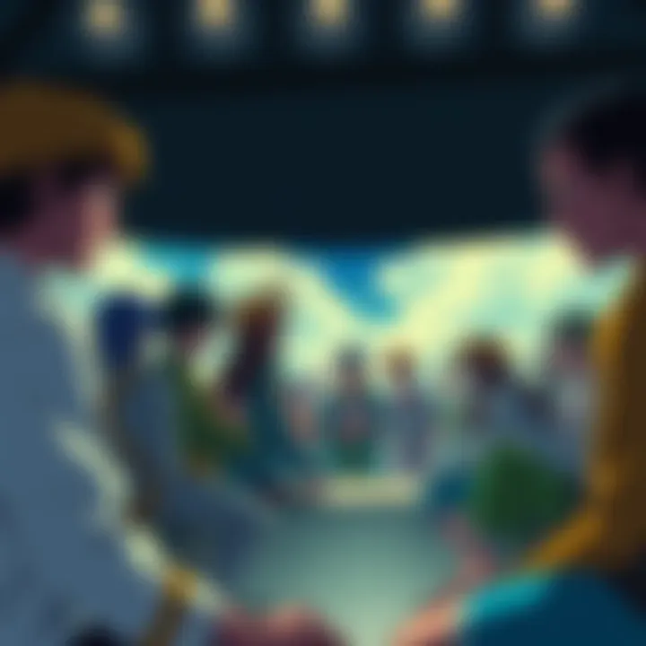 Strawhats Loyalty Debate Strawhat crew members discussing loyalty and family, with tension in the air, as Usopp supporters and haters face off in the background.