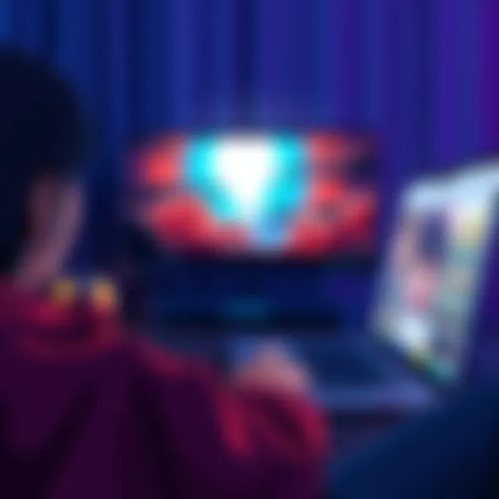 A person watching anime on a laptop with a 'install the app' prompt visible on the screen
