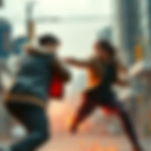 Street fight scene featuring Yuji A dynamic street brawl with Yuji involved, showcasing intense action and movement.