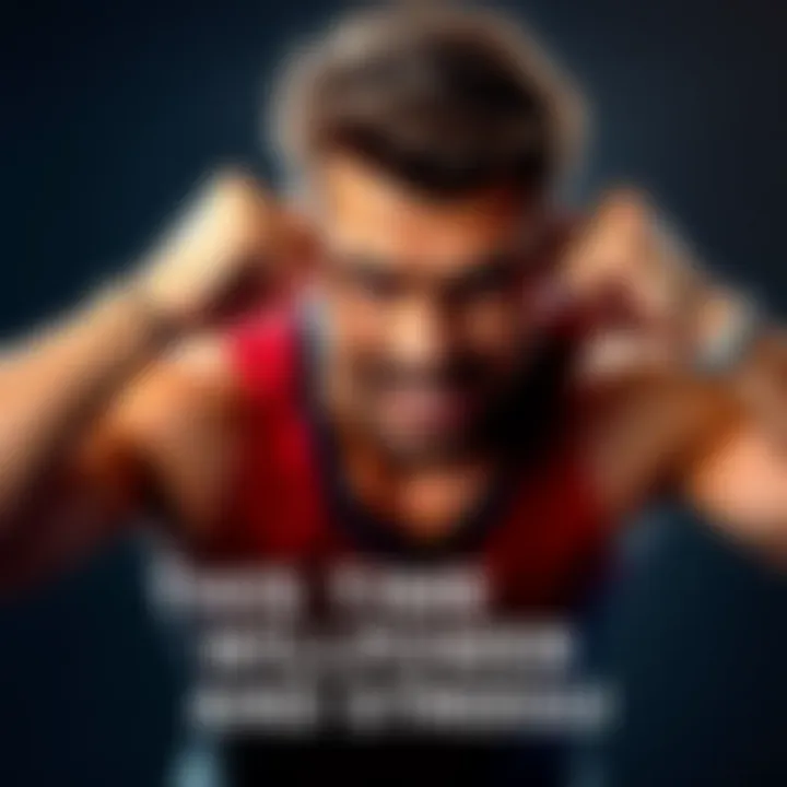 Individual flexing muscles with a determined expression, showcasing willpower in a strong pose