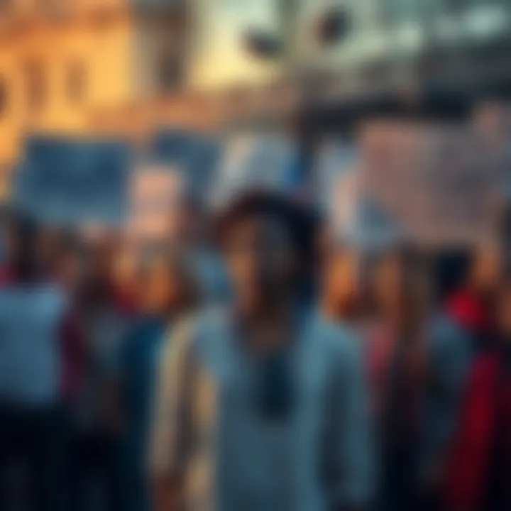 A group of diverse people confidently holding signs that read 'Truth' and 'Integrity' in a rally setting, showing unity and determination.