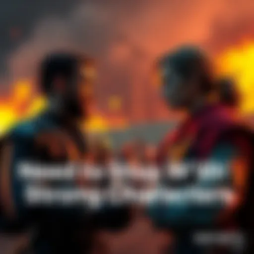 A dramatic scene depicting two characters in a heated discussion, emphasizing strong narrative elements and character development.