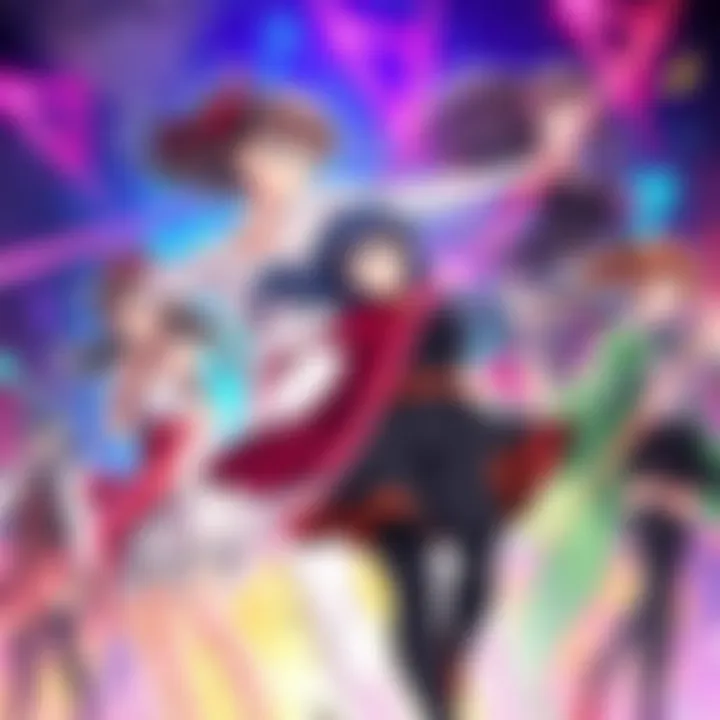 A group of strong female anime characters in dynamic poses, showcasing their unique styles and powers, set against a colorful background