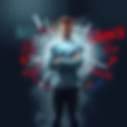 Strong Individual Despite Criticism A determined person standing confidently with arms crossed, facing a storm of negative words swirling around them, symbolizing resilience against slander.