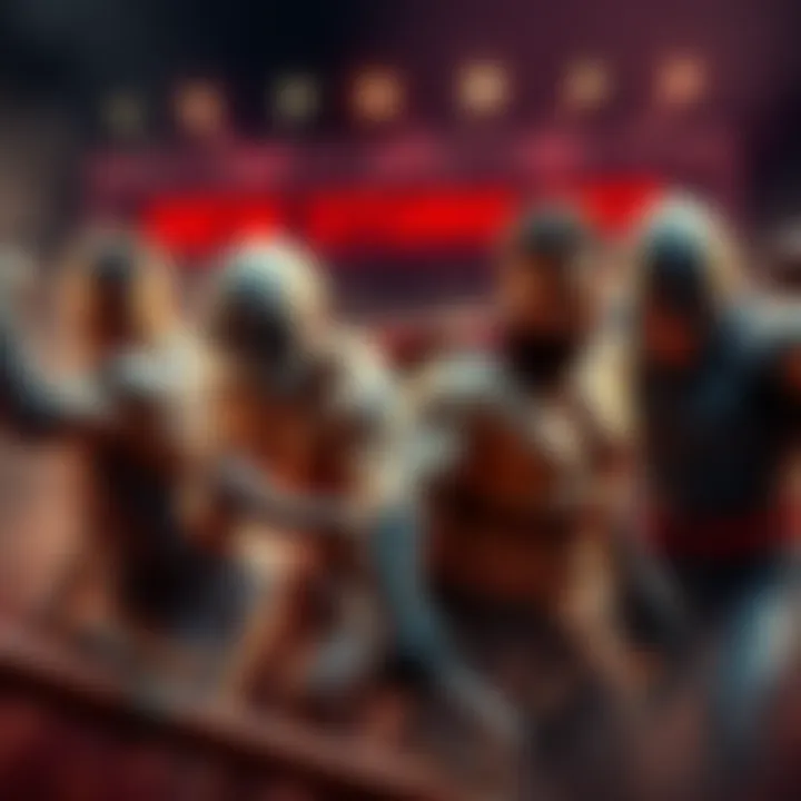Four strong contenders preparing for a fierce competition, showcasing their unique abilities and strengths.