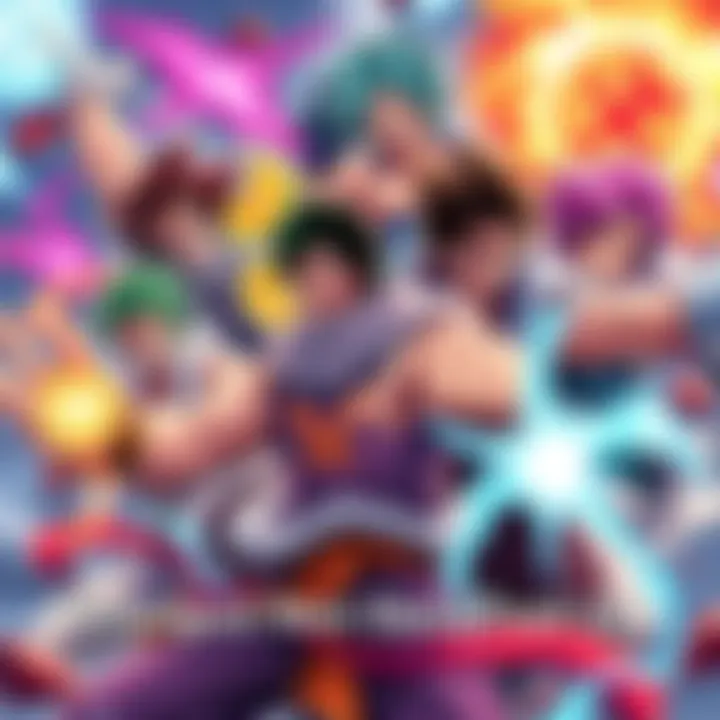 Illustration of powerful anime characters showcasing their skills without devil fruits. They display unique abilities and intense expressions during a battle scene.