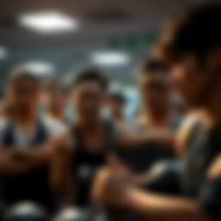 A group of gym-goers looking exhausted and frustrated during a workout session at Kamogawa Gym.