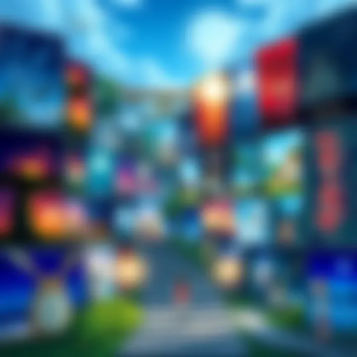 A colorful display of various Studio Ghibli film covers, showcasing characters and scenes from movies like Spirited Away and My Neighbor Totoro.